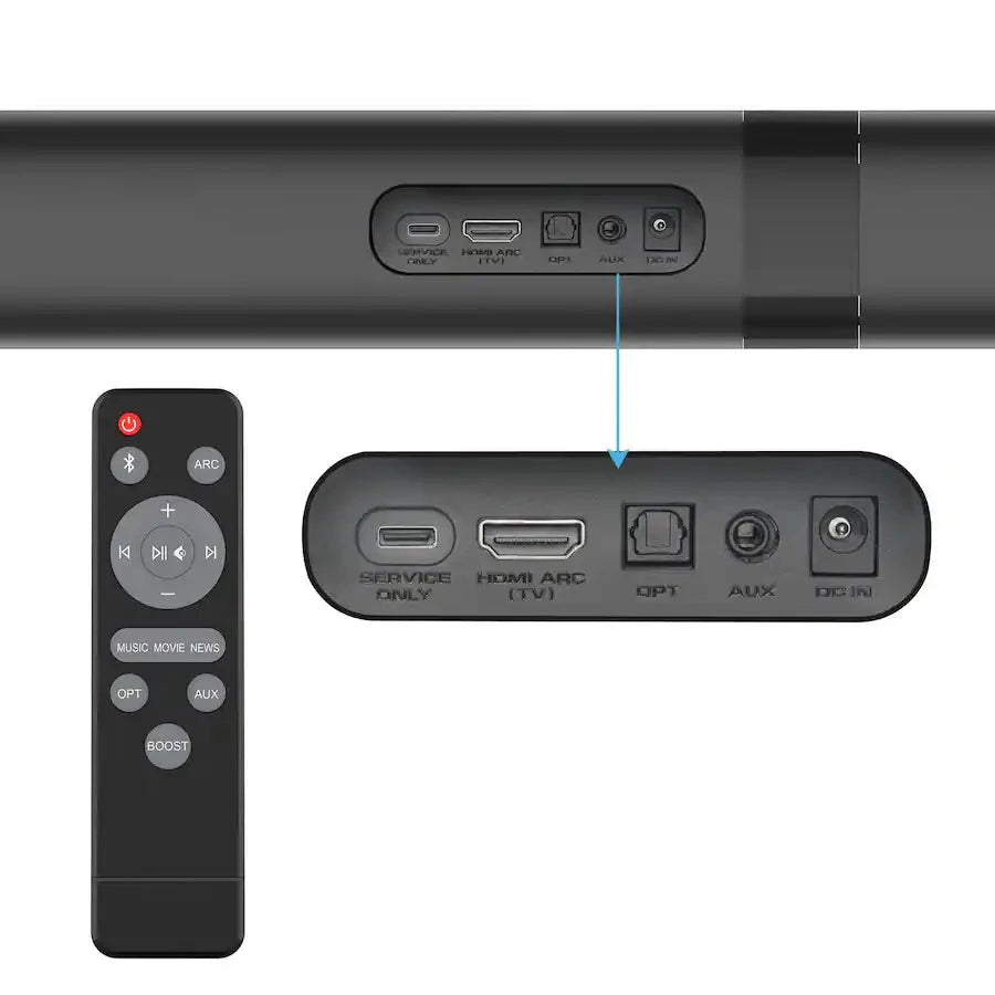 2 in 1 Separable Bluetooth TV Soundbar Home Audio with Arc Optical AUX Connect Cowinaudio 