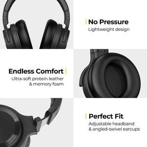 COWIN Bluetooth Headphones Active Noise Cancelling Headphones Wireless Headphones Over Ear with Mic Deep Bass, Comfortable Protein Earpads, 30 Hours Playtime for Travel/Work, Black Cowinaudio 