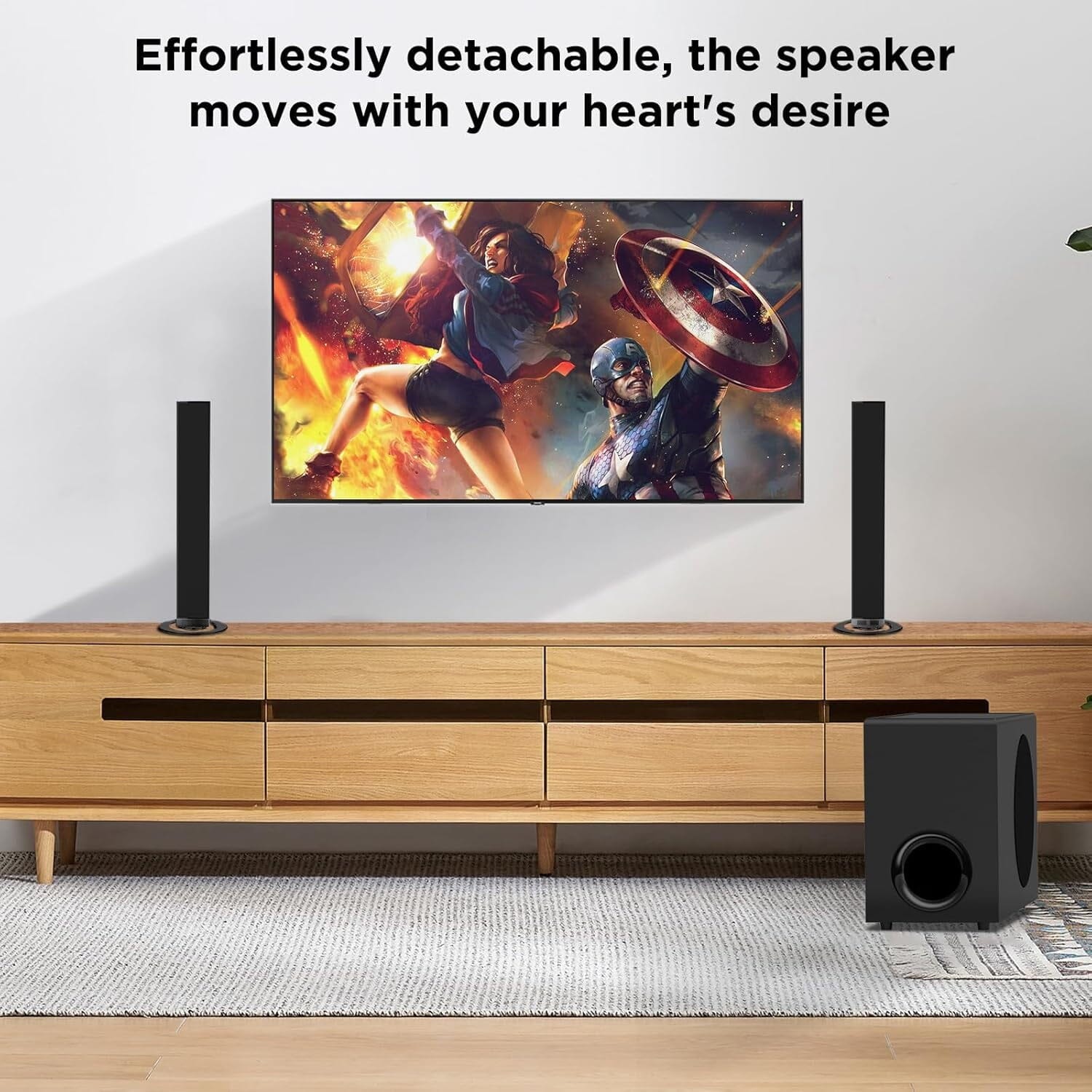 Cowin sound bar for smart TV, 120W sound bar with subwoofer, bluetooth 5.0 soundbar and deep bass, 2 in 1 separable bluetooth soundbar home theater speaker Cowinaudio 