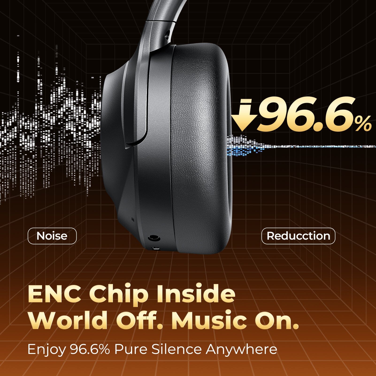 E11A - Hybrid Active Noise Cancelling, HD Audio, Wireless Bluetooth Headphone Cowinaudio 