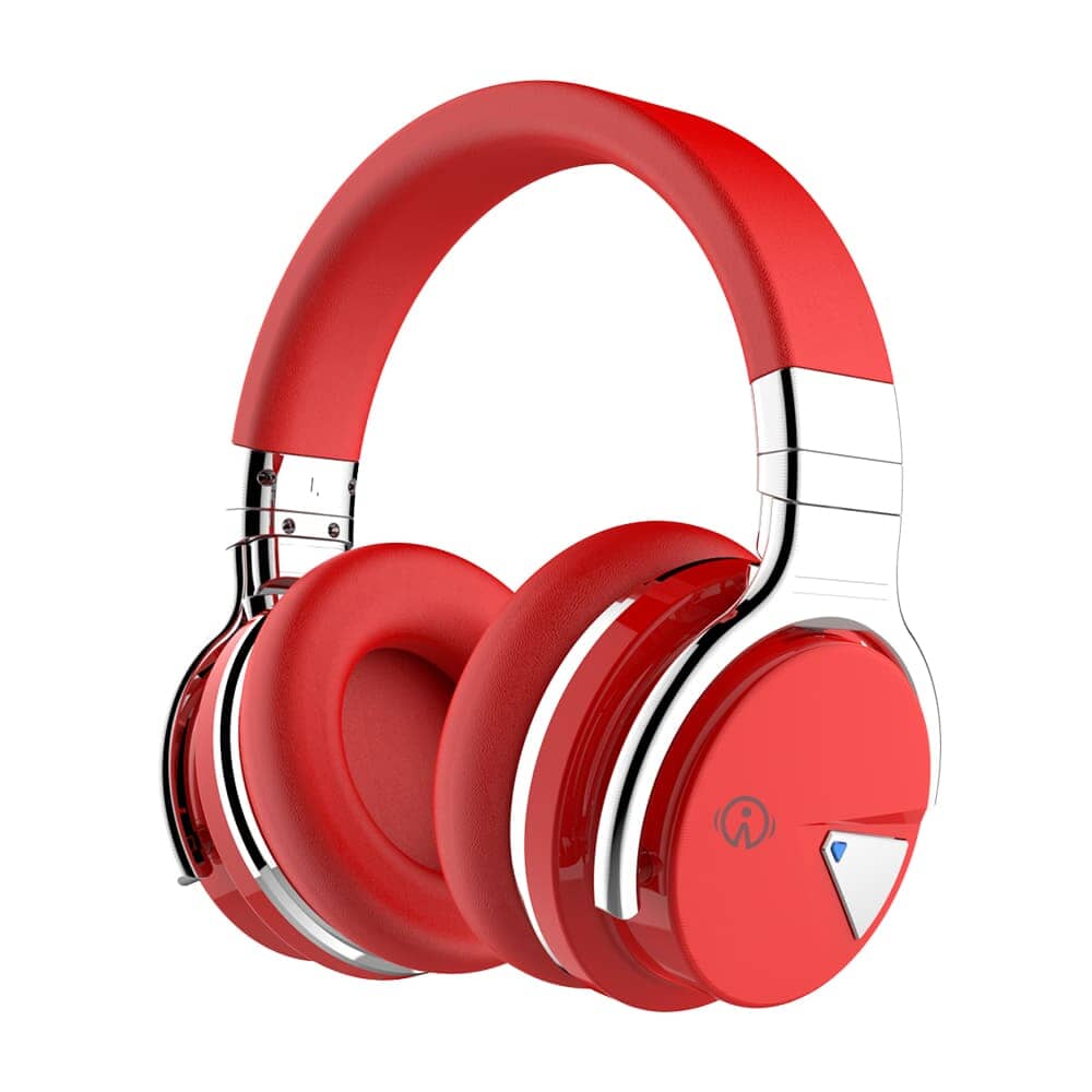 E7 Active Noise Cancelling Wireless Bluetooth Over-ear Headphones,Red Headphone Cowinaudio