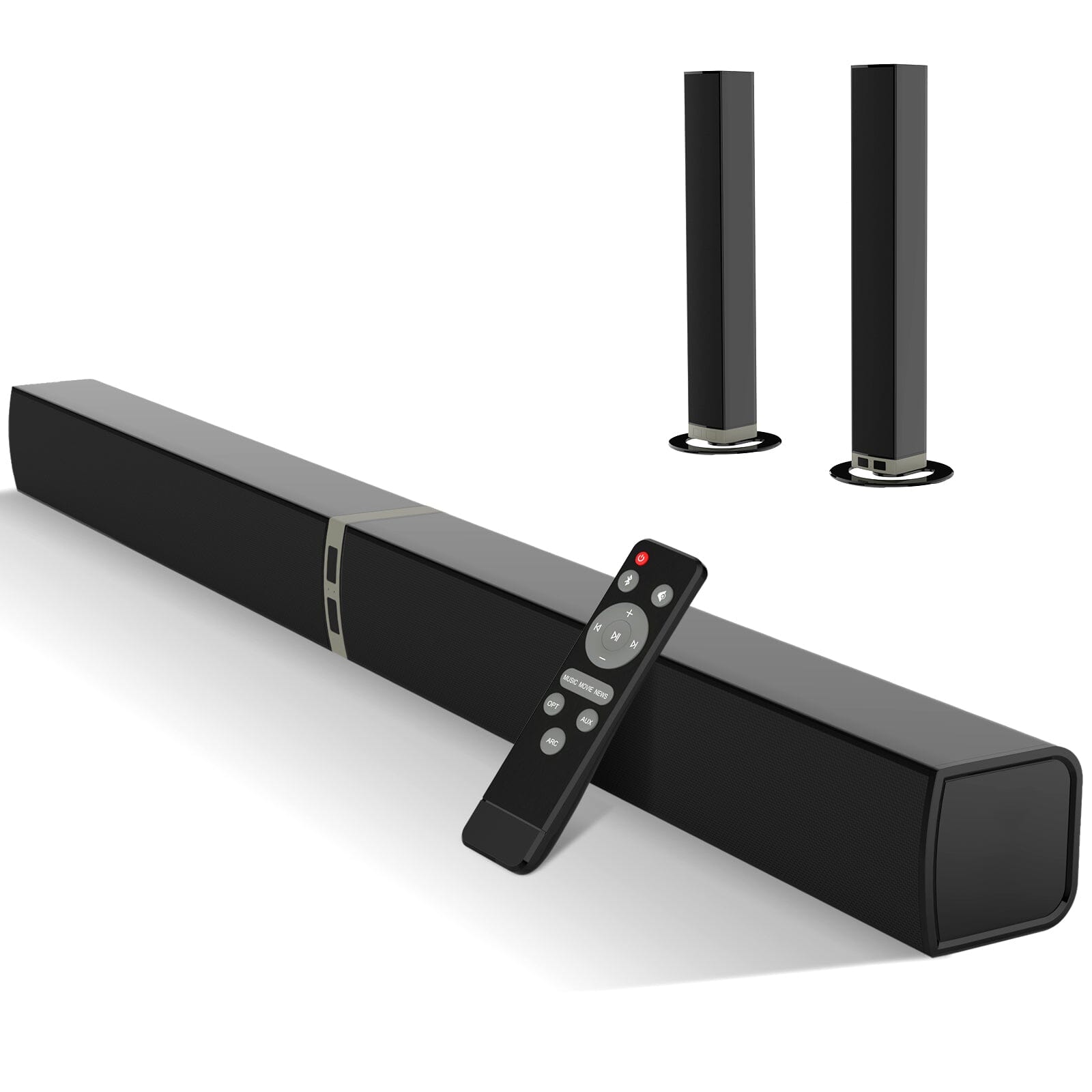 Mzeibo 60W 32 Inch Detachable 5.0 Sound Bar Black 127V Bluetooth 5.0 Optical HDMI AUX With Remote Control Home & Party Home Theaters Cowinaudio 