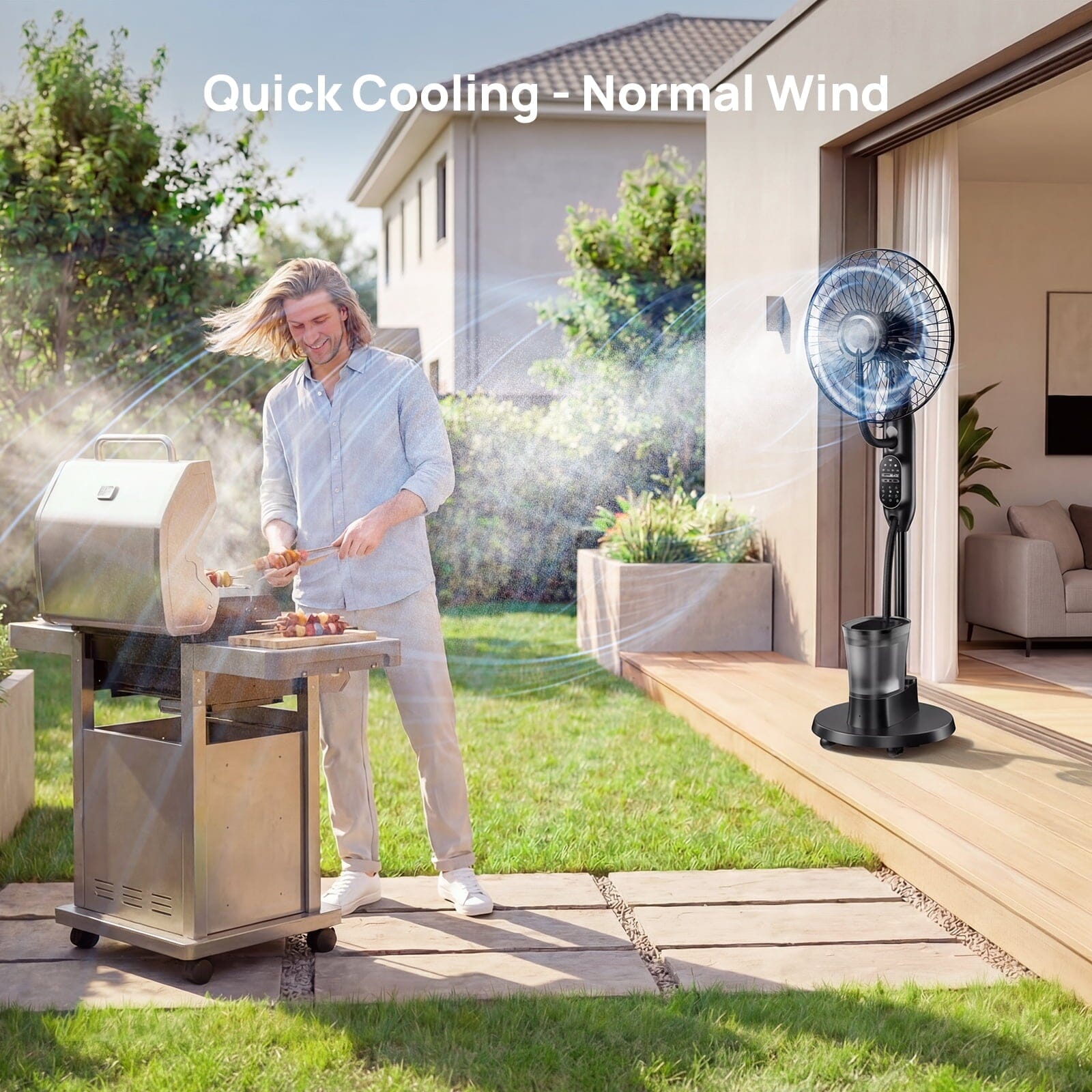 Pedestal Misting Fan, Mist Fan Mister Cooling Fan with 2.6L Large Water Tank, 9 Speeds Misting Standing Fan, Floor Fan with Remote for Home Bedroom Patio Outdoor Cowinaudio 