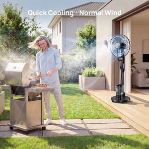 Pedestal Misting Fan, Mist Fan Mister Cooling Fan with 2.6L Large Water Tank, 9 Speeds Misting Standing Fan, Floor Fan with Remote for Home Bedroom Patio Outdoor Cowinaudio 