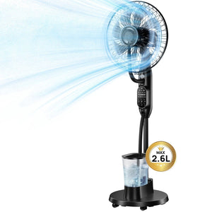 Pedestal Misting Fan, Mist Fan Mister Cooling Fan with 2.6L Large Water Tank, 9 Speeds Misting Standing Fan, Floor Fan with Remote for Home Bedroom Patio Outdoor Cowinaudio 