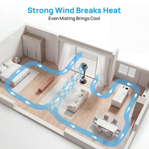 Pedestal Misting Fan, Mist Fan Mister Cooling Fan with 2.6L Large Water Tank, 9 Speeds Misting Standing Fan, Floor Fan with Remote for Home Bedroom Patio Outdoor Cowinaudio 