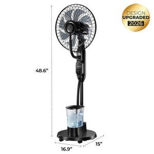 Pedestal Misting Fan, Mist Fan Mister Cooling Fan with 2.6L Large Water Tank, 9 Speeds Misting Standing Fan, Floor Fan with Remote for Home Bedroom Patio Outdoor Cowinaudio 
