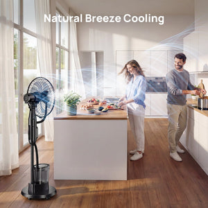 Pedestal Misting Fan, Mist Fan Mister Cooling Fan with 2.6L Large Water Tank, 9 Speeds Misting Standing Fan, Floor Fan with Remote for Home Bedroom Patio Outdoor Cowinaudio 