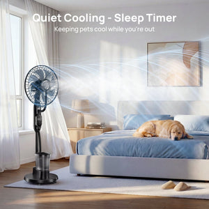 Pedestal Misting Fan, Mist Fan Mister Cooling Fan with 2.6L Large Water Tank, 9 Speeds Misting Standing Fan, Floor Fan with Remote for Home Bedroom Patio Outdoor Cowinaudio 