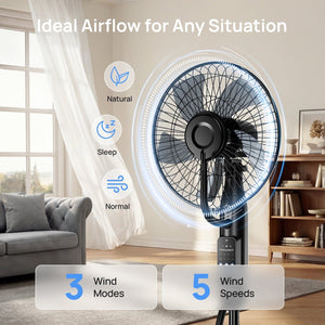 Pedestal Misting Fan, Mister Cooling Fan with 4L Large Water Tank, 5 Speeds 3 Modes Misting Standing Fan, Floor Fan with Remote for Home Bedroom Patio Outdoor Cowinaudio 
