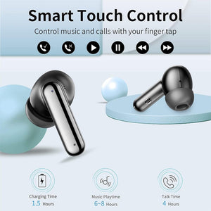 Wireless Earbuds Bluetooth Headphones, with LED Display Charging Case, Waterproof In-Ear Earphones with Mic for iPhone /Android /PC /Laptop, Black Cowinaudio 