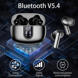 Wireless Earbuds Bluetooth Headphones, with LED Display Charging Case, Waterproof In-Ear Earphones with Mic for iPhone /Android /PC /Laptop, Black Cowinaudio 