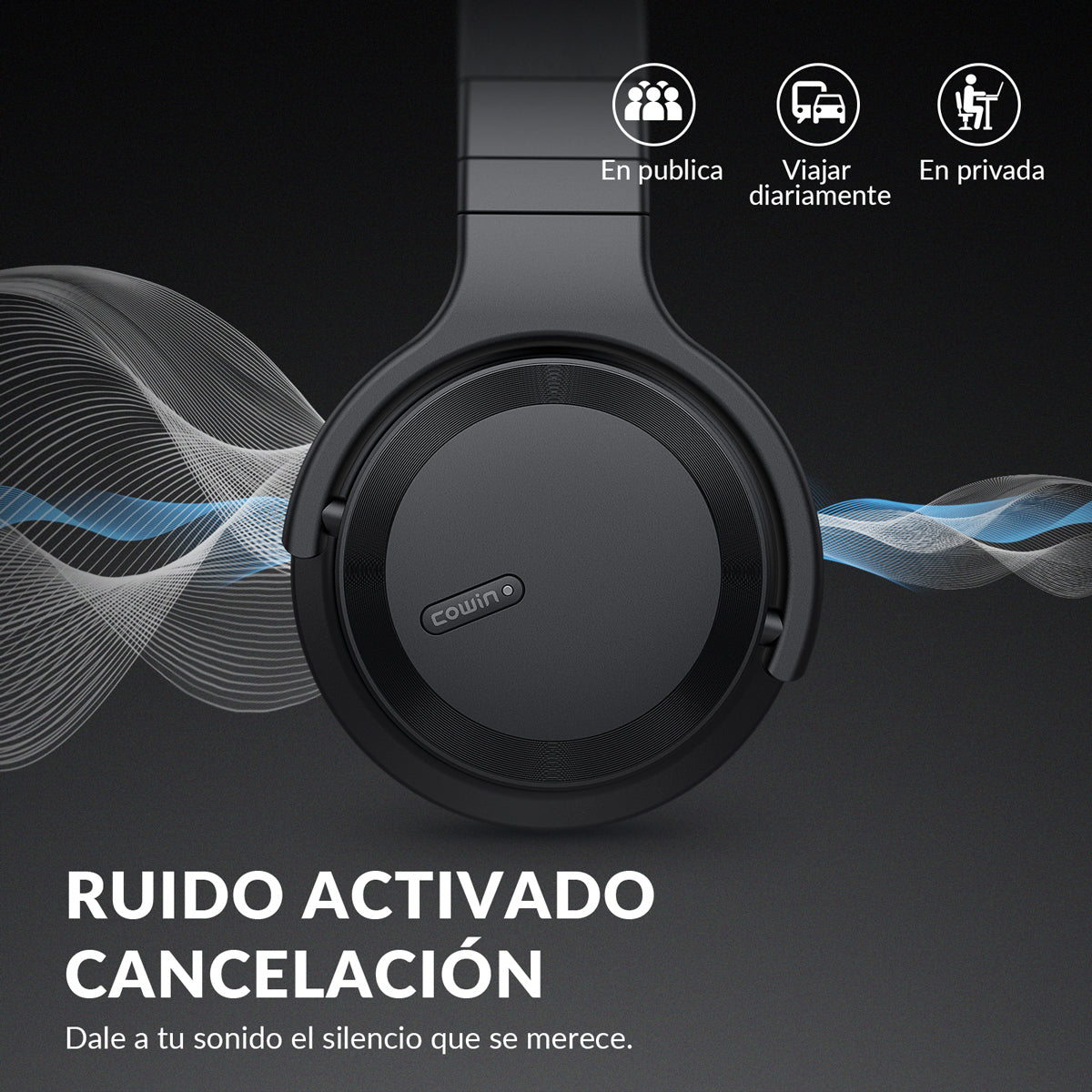 Cowin E7 Ace Active Noise Cancelling Wireless Headphones Headphone Cowinaudio Black 